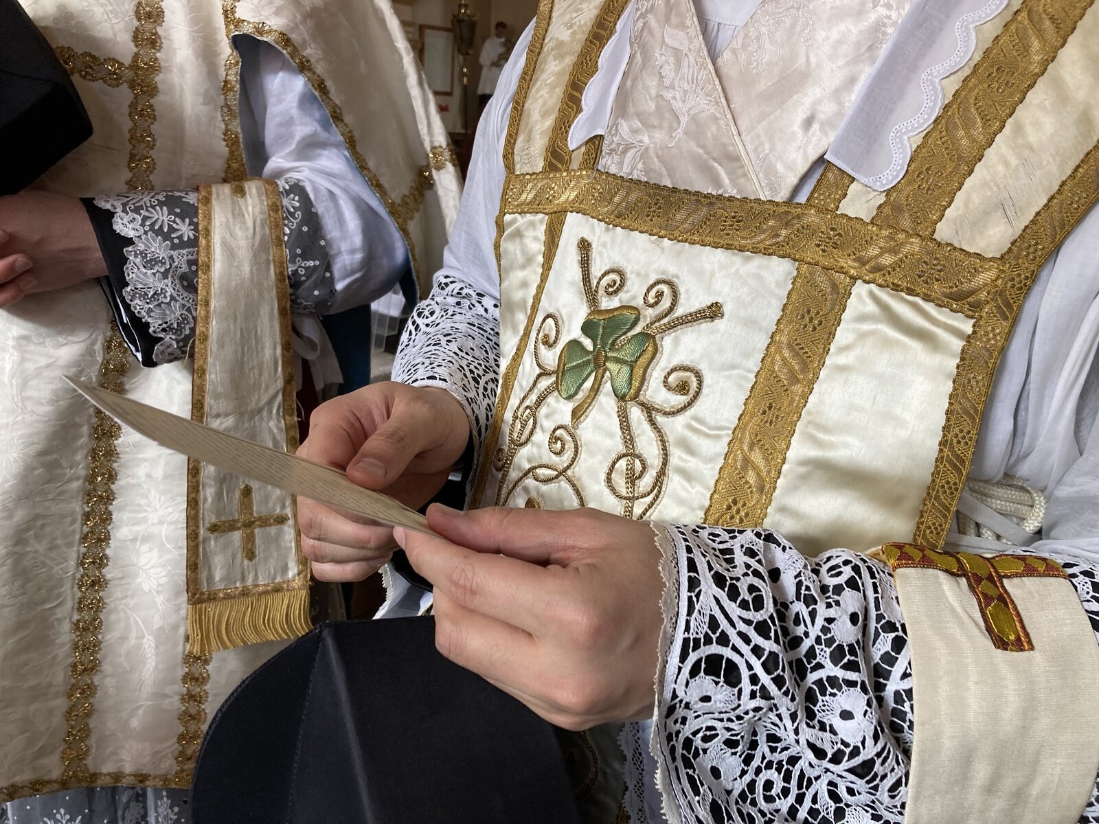 Shamrock detail on traditional vestment